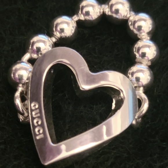 Gucci Logo Sterling Silver Open Heart Ring BRAND NEW WITH ALL PACKAGING INCLUDED - Picture 8 of 13